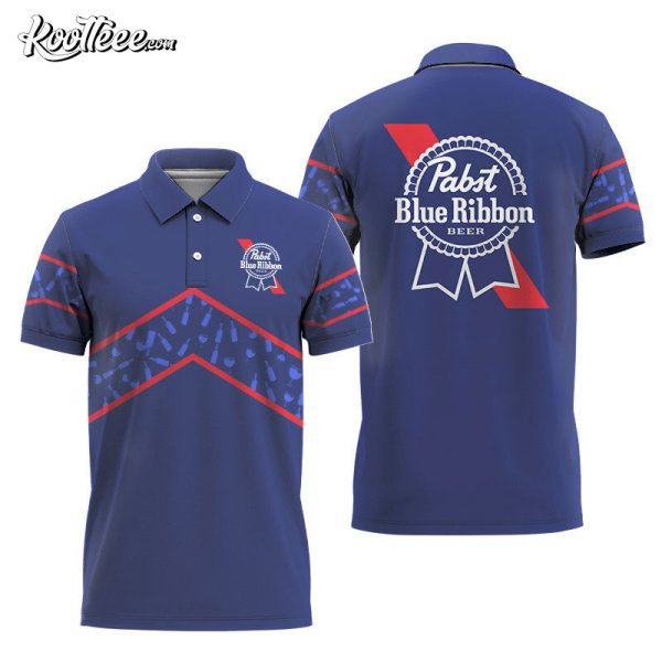 Pabst Blue Ribbon Wine Pattern Polo Shirt