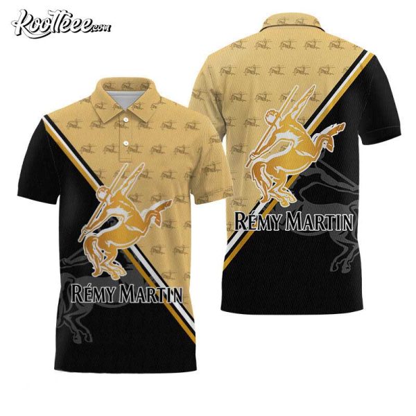 Remy Martin Black and Beige Diagonal Polo Shirt