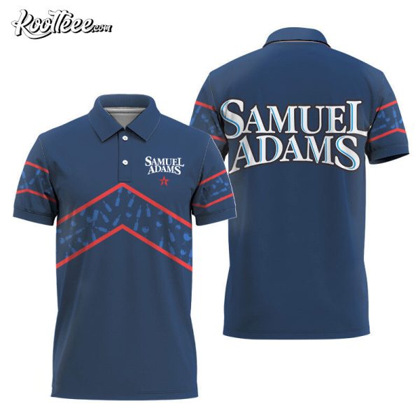 Samuel Adams Beer Blue Wine Pattern Polo Shirt