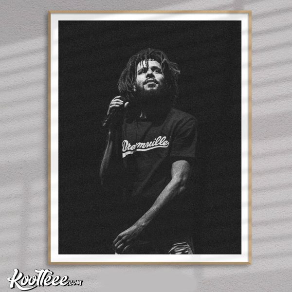 J Cole Dreamville Black and White Poster