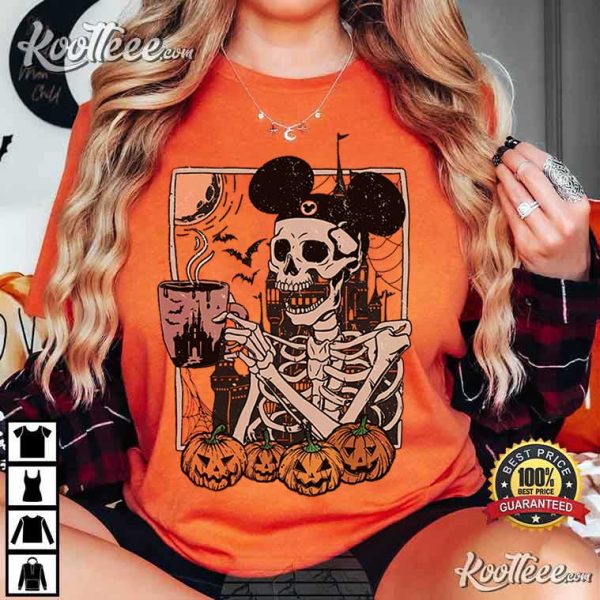 Mickey Skeleton Coffee Halloween T-Shirt