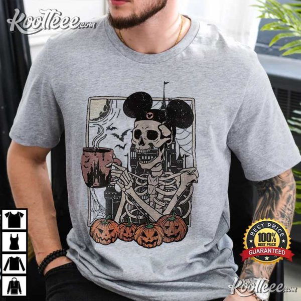 Mickey Skeleton Coffee Halloween T-Shirt