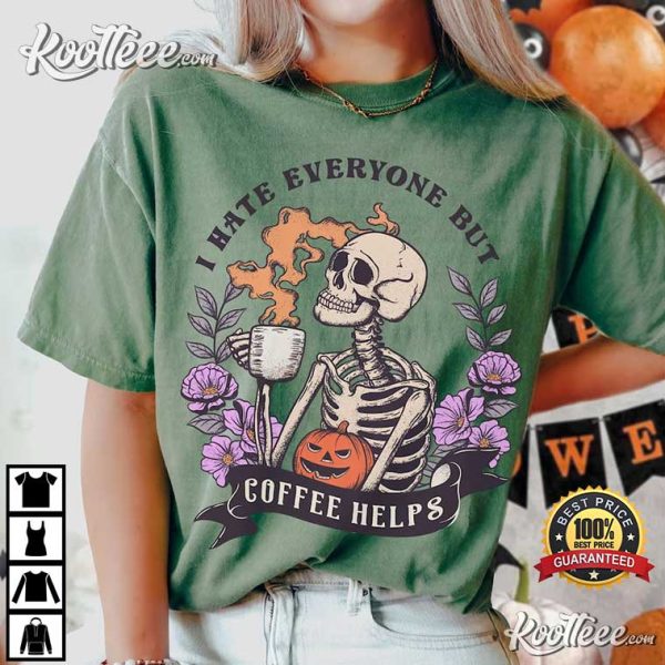 Skeleton Halloween Coffee Lover Comfort Colors T-Shirt