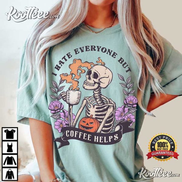 Skeleton Halloween Coffee Lover Comfort Colors T-Shirt