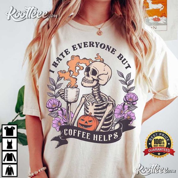 Skeleton Halloween Coffee Lover Comfort Colors T-Shirt
