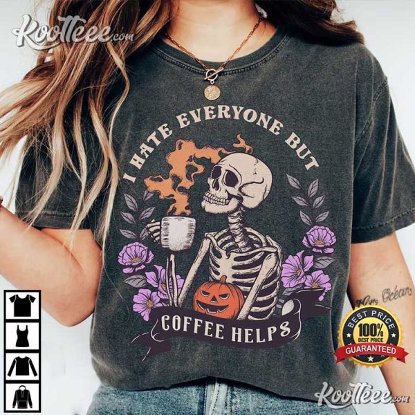 Skeleton Halloween Coffee Lover Comfort Colors T-Shirt