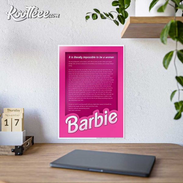 Barbie Movie Quote Box Monologue Poster