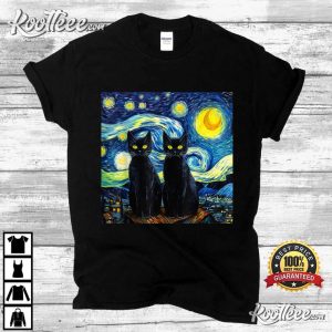 Teeshirtpalace Starry Night Vincent Van Gogh Famous Painting Black Cats Mesh Reversible Basketball Jersey Tank