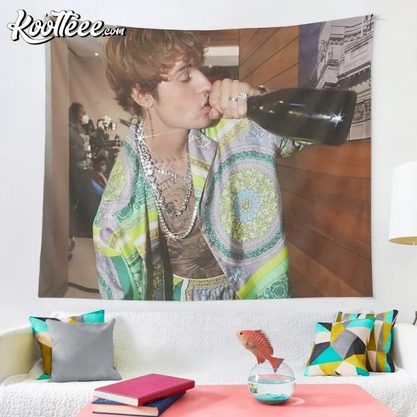 Justin Bieber Drinking Funny Wall Tapestry