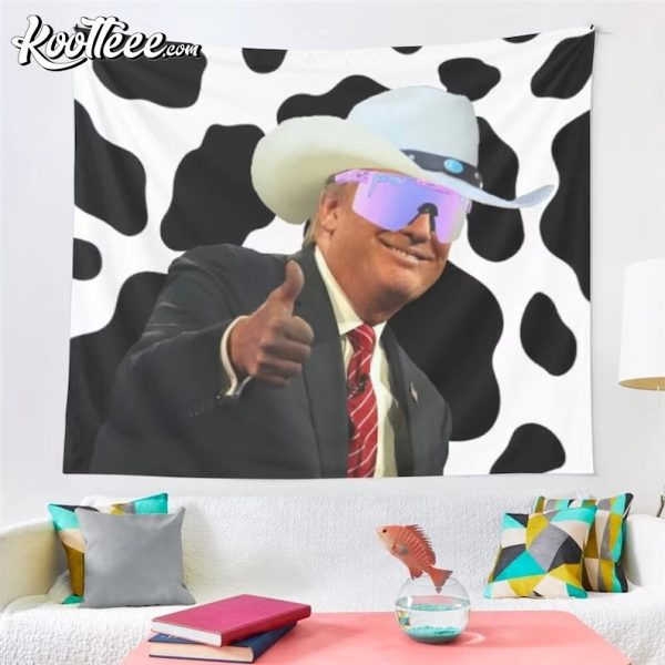 Trump Cowboy Hat Funny Wall Tapestry