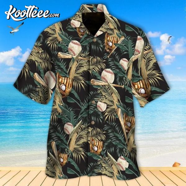 Baseball Tropical Green Hawaiian Shirt