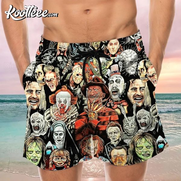 Horror Movie Halloween Hawaiian Shorts