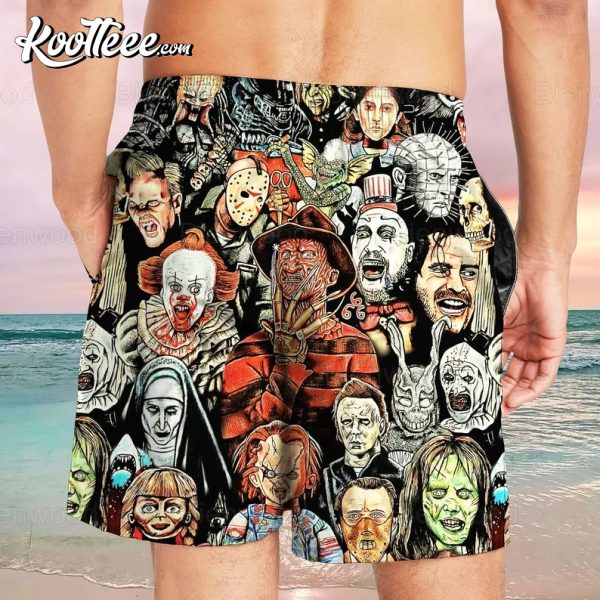 Horror Movie Halloween Hawaiian Shorts