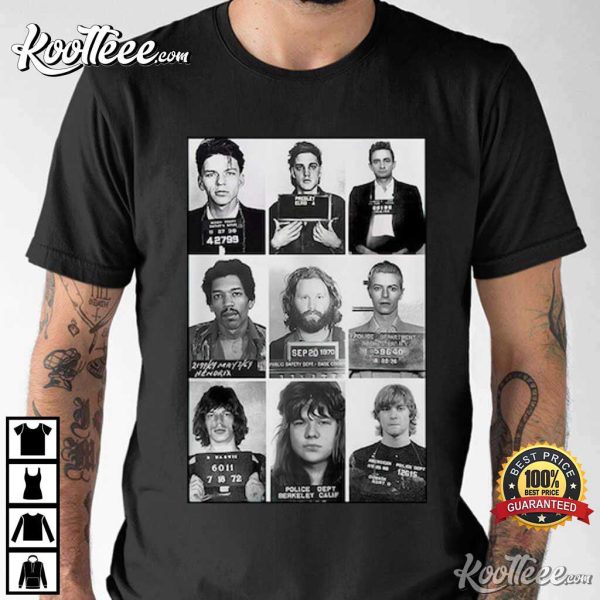 Rock Stars Celebrities Mugshot Funny T-Shirt