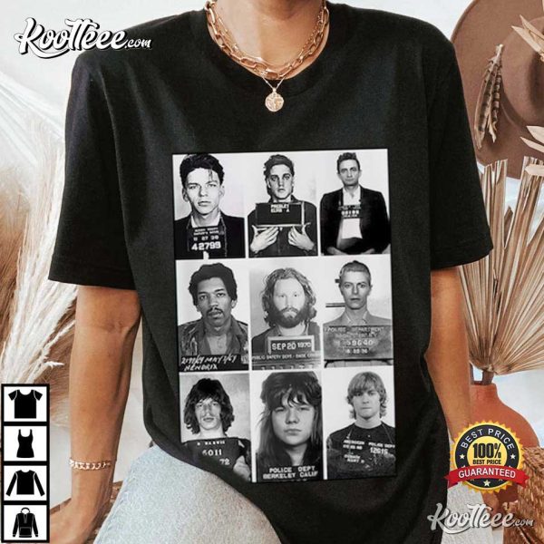 Rock Stars Celebrities Mugshot Funny T-Shirt