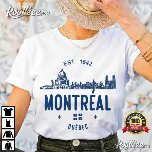 Montreal City Architectural Landmarks Quebec Flag T-Shirt