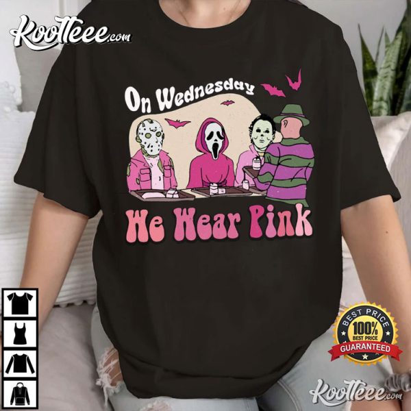 Halloween Movie Characters On Wednesday We Wear Pink T-Shirt