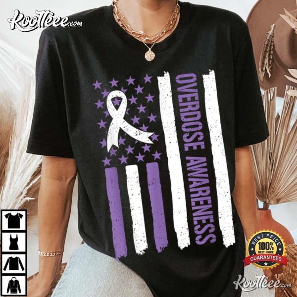 Overdose Awareness Month US Flag T-Shirt