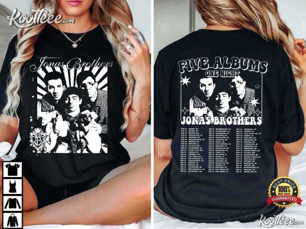 Retro Jonas Brothers Five Albums One Night Tour T-Shirt