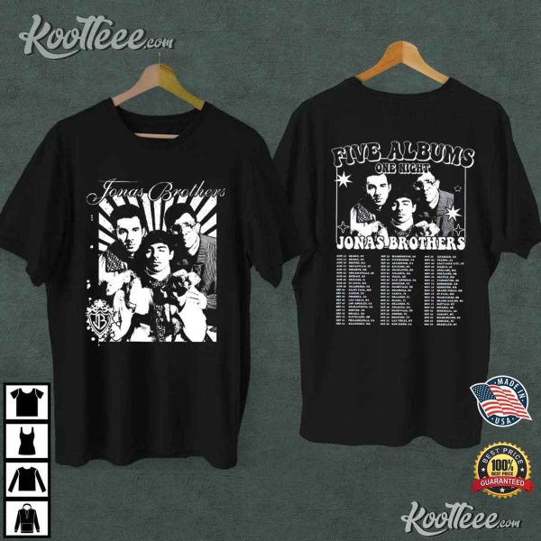 Retro Jonas Brothers Five Albums One Night Tour T-Shirt