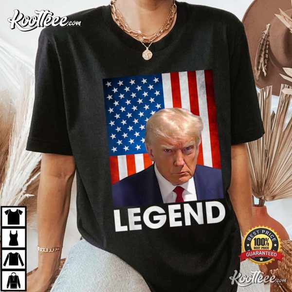 Donald Trump 2024 Mug Shot American Flag T-Shirt