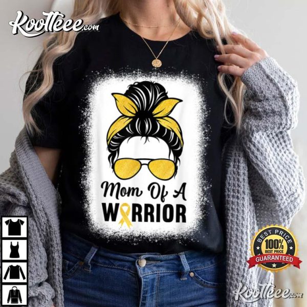 Mom Of A Warrior Gold Childhood Cancer Awareness T-Shirt