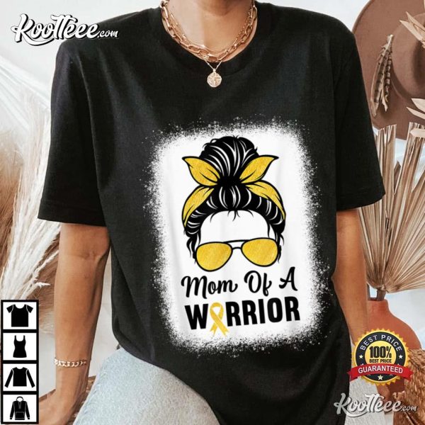 Mom Of A Warrior Gold Childhood Cancer Awareness T-Shirt