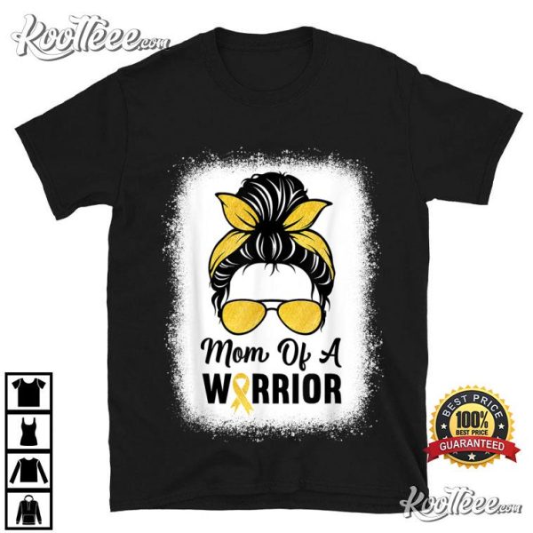 Mom Of A Warrior Gold Childhood Cancer Awareness T-Shirt