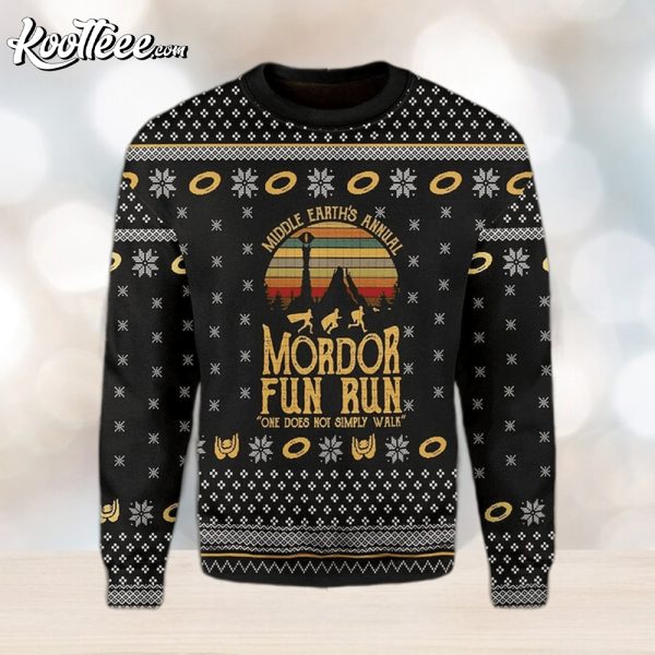Middle Earth’s Annual Mordor Fun Run One Does Not Simply Walk Ugly Sweater