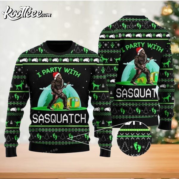Bigfoot Sasquatch Camping Christmas Ugly Sweater