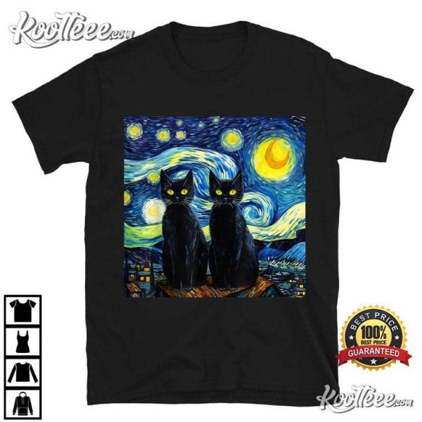 Black Cats Starry Night Vincent Van Gogh Best T-Shirt