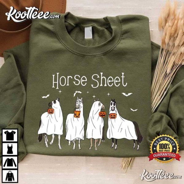 Horse Sheet Ghost Horses Halloween T-Shirt