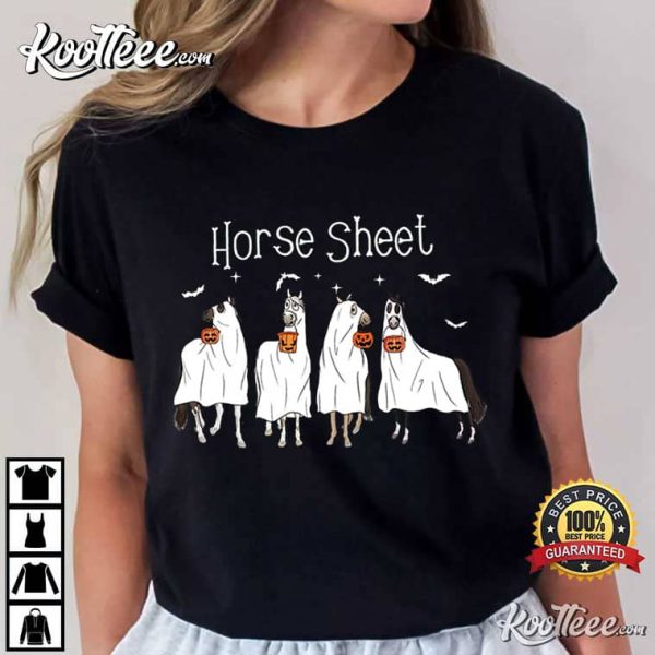 Horse Sheet Ghost Horses Halloween T-Shirt