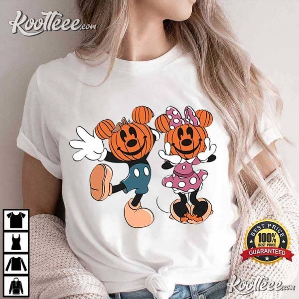 Mickey And Minnie Pumpkin Halloween T-Shirt