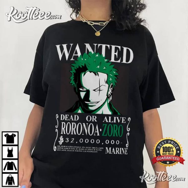 Roronoa Zoro Wanted Poster One Piece T-Shirt