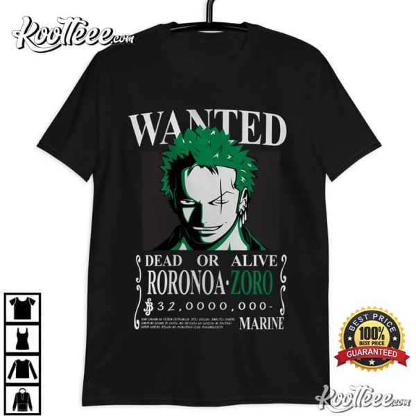 Roronoa Zoro Wanted Poster One Piece T-Shirt