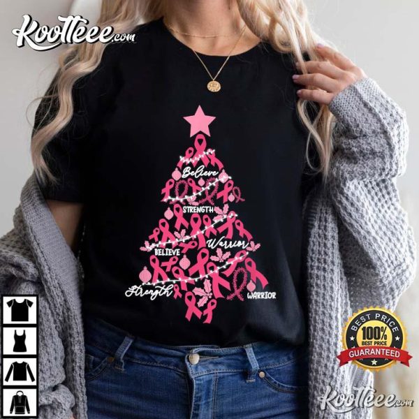 Christmas Breast Cancer Holiday Pink Ribbon Fight Awareness T-Shirt