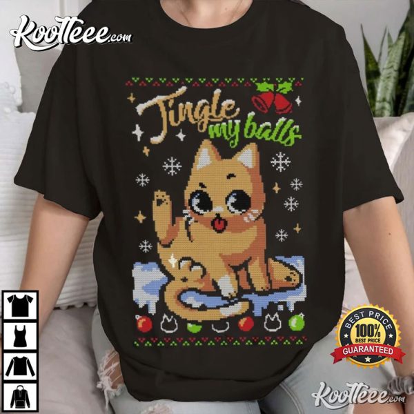 Sassy Cat Christmas Jingle My Balls T-Shirt