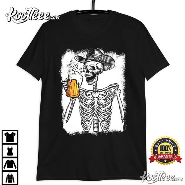 Skeleton Drinking Beer Skull T-Shirt