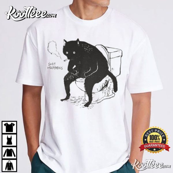 Shit Happens Black Cat Funny T-Shirt