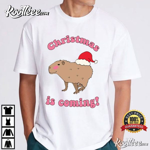 Capybara In Christmas Hat T-Shirt