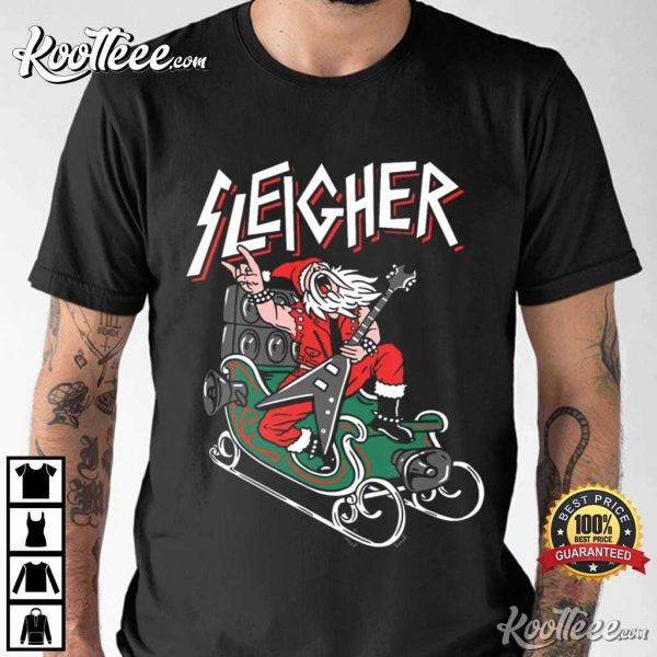 Christmas Sleigher Heavy Metal Santa T-Shirt