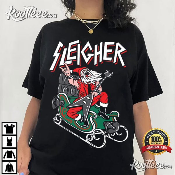 Christmas Sleigher Heavy Metal Santa T-Shirt