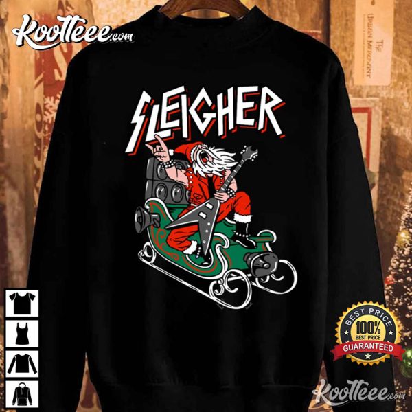 Christmas Sleigher Heavy Metal Santa T-Shirt