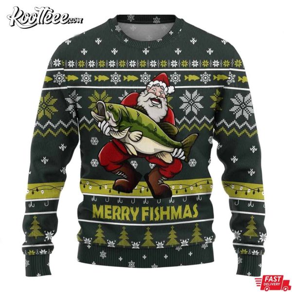 Merry Fishmas Fish Xmas Santa Ugly Sweater