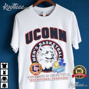 Vintage 1999 UConn Huskies NCAA National Basketball Champions Shirt SIZE XL