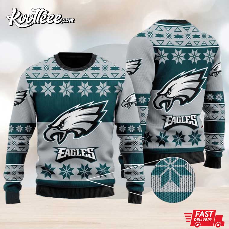 Philadelphia Eagles Logo Football Teams Ugly Christmas Sweater Men Pullover  H