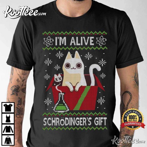 Schrodinger Cat Ugly Christmas T-Shirt