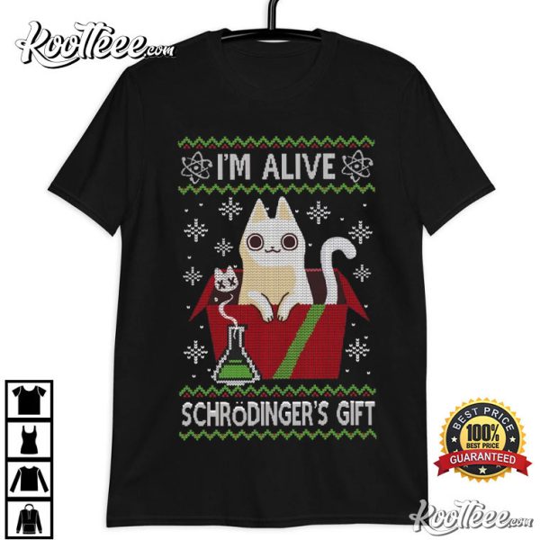 Schrodinger Cat Ugly Christmas T-Shirt