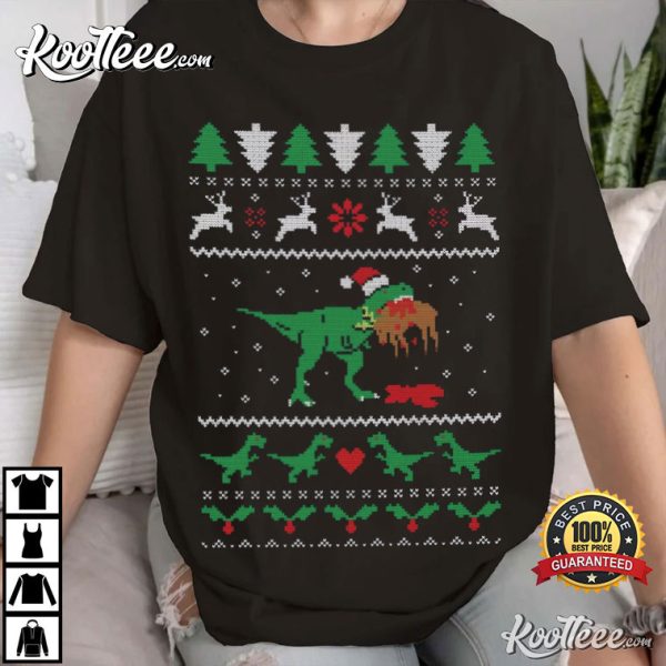 T-Rex Eating Reindeer Christmas Ugly T-Shirt